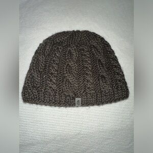 North Face brown knit fleece lined hat